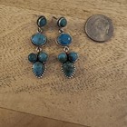 Turquoise Sterling Silver Dangle Earrings Southwestern Multi Stone