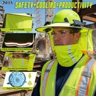 Construction Hard Hat Sun Shade With Fan  Green Neck Sunshade Cover With Fan