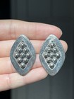Vintage 925 Sterling Silver Taxco Mexico Modernist Statement Earrings No Stone
