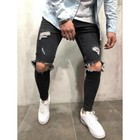 Mens Skinny Stretch Ripped Jeans Distressed Frayed Slim Fit Denim Pants Trousers