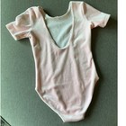 Pink Velvet Dance Leotard Kids Girls Short Sleeve Gymnastics Bodysuit Medium