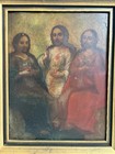 19th Century Retablo Antique Mexican Oil On Tin Painting Holy Trinity 12x14 75   