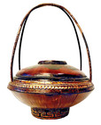 Antique 19th Century Chinese Hand Carved Wood   Bamboo Wedding   Offering Basket