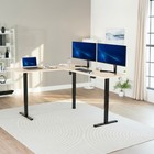 Vivo Light Wood   Black Electric 75  X 63  Corner Desk Workstation