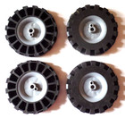 4 Vintage 3 1 2  High Rubber Toy Tires With Gray Plastic Rims