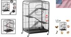 Durable Black Metal Ferret Cage With Wheels   Dual Doors - 4-level Design