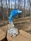 Nib - Dynasty Gallery Blue Swirl Dolphin On Stand