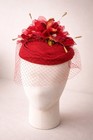 Red Fascinator Hat Handmade Spain Wedding Guest Statement Headpiece