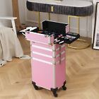 4-in-1 Rolling Makeup Trolley Cosmetic Organizer Large Storage Train Case pink