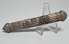 19c antique Victorian French Sterling Silver Sewing Needle Case Repousse Flowers