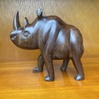 Hand Carved Rhino Sculpture Ornament Exotic Hard Wood Stunning Grain