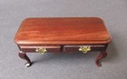 Vintage Dollhouse Miniature Wooden Coffee Table With Two Removable Drawers