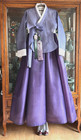 M Modern Traditional Korean Dangui Hanbok Dress-violet Top   Deep Purple Skirt