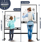 Dry Erase Whiteboard Easel On Wheels -  48  X 32  Large Double Sided Mobile Whit