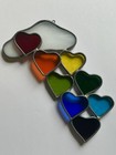Vintage Rainbow Hearts   Cloud Sun Catcher Stained Glass Retro Handmade