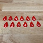 Blood Drop Wound Markers   Numbered 1-6 Acrylic Tokens   Wargaming Damage Counte