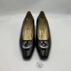 Rare Vintage Yves Saint Laurent Ysl Black Leather Pumps Lucite Ring 35 5