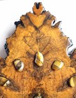 Stunning Yellow Cypress Live Edge Burl Wall Clock Tiger Eye Stone Mice Nook  19 