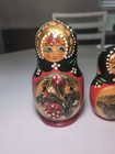 Vintage Russian Matryoshka Nesting Dolls Set Of 5 Hand Painted Winter Birds 