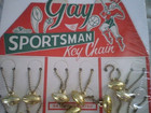 Vintage Gay Sportsman Football Key Chain Store Display Countertop Board 24 Balls