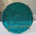Vintage Blenko Zodiac Suncatcher Glass Cancer Blue-green Hanging Window Decor