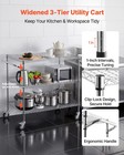 Kitchen Utility Cart  3 Tier Heavy Duty Adjustable Wire Storage Rack  Commercial