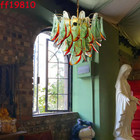 Vintage Floral Green Glass Shade Murano Chandelier Ceiling Light Fixture