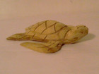 Wooden Art   Sea Turtle  Hand Carved Figure  Natural Color  6  Long Sculpture