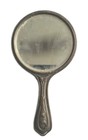 Vintage 1930   s Art Nouveau Silver Plated Floral Sprite Woman Handheld Mirror