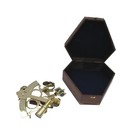Antique Maritime Nautical Solid Brass 9  Navigation Sextant Astrolabe W Wood Box
