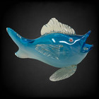 Vintage Murano Style Art Glass Fish Figurine Blue Opaline Clear Fins 10 