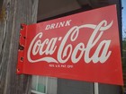 Large Drink Coca Cola Porcelain Metal Double Sided Flange Gas Oil Sign Soda Pop