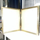 Double Picture Frame Gold Tone Plate With Design Vintage Made In Italy