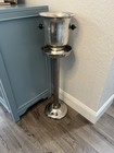 Silver Plate Wine Champagne Ice Bucket With Stand Vintage Kent Silversmith Wood