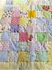 Vtg Handmade Quilt Baby Blanket Crib 49 x37  Pastel Cottagecore 80 s Euc