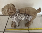Large Paper Mache Bull Dog W Ribbon Hand Made   Hand Painted Figurine 18  X 12 