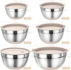 Mixing Bowls With Airtight Lids Set  26pcs Stainless Steel Khaki Bowls With