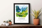 Fjords Watercolor Poster Fjords Travel Print Fjords Wall Art Fjords Landscape