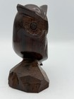 Vintage Hand Carved Wooden Owl Figurine 6    Rustic Bird Sculpture Home Decor