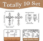 Pandahall 10sets Antique Silver Rosary Cross And Center Sets Alloy Crucifix Cros