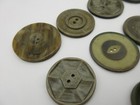 Lot Of 15 Vtg Button 1960s Plastic Jade Green Carved 3 4  To 1 1 4  2-hole Flat