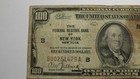  100 1929 New York New York National Currency Note Federal Reserve Bank Bill 