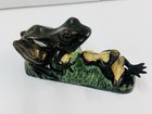 Beautiful Atq J e Stevens Two Frogs Mechanical Cast Iron Bank  original 