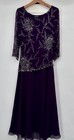 Mother Of The Bride groom Dress Purple  Beaded Sequins Size 12 Elegant