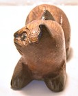 Wooden Cat Sculpture Figurine Hand Carved Unsigned 4  Vintage