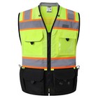 Hi-vis Unisex Surveyor Safety Vest - Heavy Duty Ppe  Inner Pockets  Ansi Complia