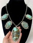 Stunning Lrg Native American Handmade Sterling Silver Turquoise Necklace 187g