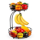  Iron 2-tier Countertop Fruit Vegetables Basket Bowl Storage With Banana 
