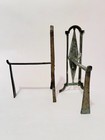 Small Pair Of Antique Arts   Crafts Brass Fireplace Andirons Cast And Wrought