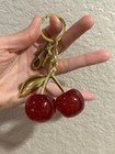 Coach Red Cherry Apple Bag Charm Keychain Resin Metal Brass Purse Decoration